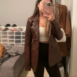 Vegan leather blazer